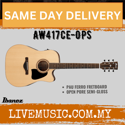 Ibanez AW417CE-OPS Dreadnought Acoustic/Electric Guitar, Open Pore Satin ( AW417CE OPS / AW417CEOPS )