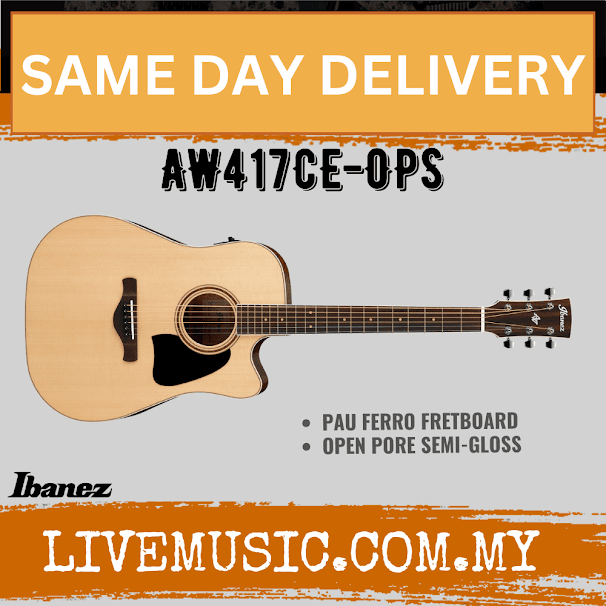 Ibanez AW417CE-OPS Dreadnought Acoustic/Electric Guitar, Open Pore Satin ( AW417CE OPS / AW417CEOPS )