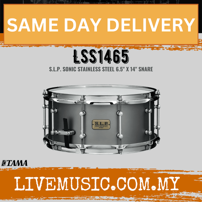 Tama LSS1465 S.L.P. Sonic Stainless Steel Snare Drum - 6.5inch x 14inch ( LSS-1465 / LSS 1465 )