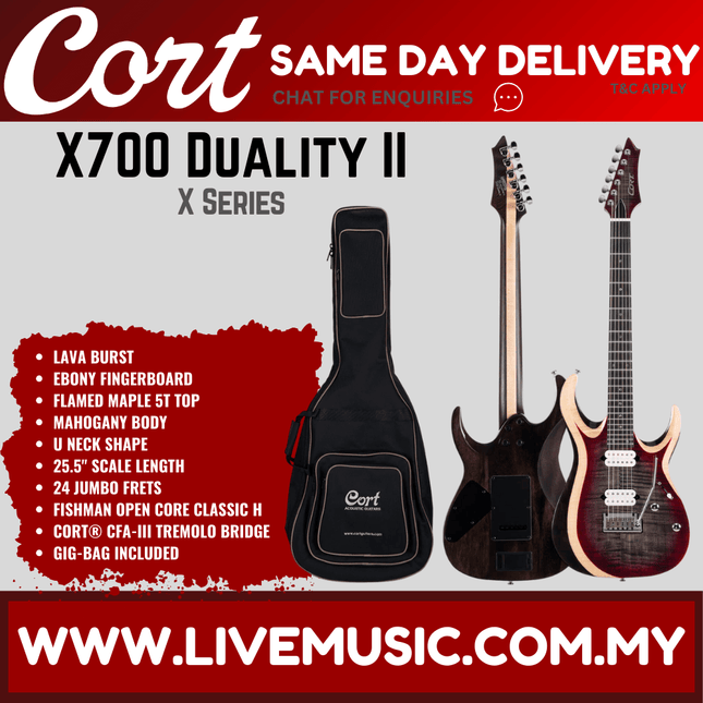 Cort X700 Duality II LVB Electric Guitar With Gigbag- Lava Burst ( X700DualityII / X700DualityII-LVB )