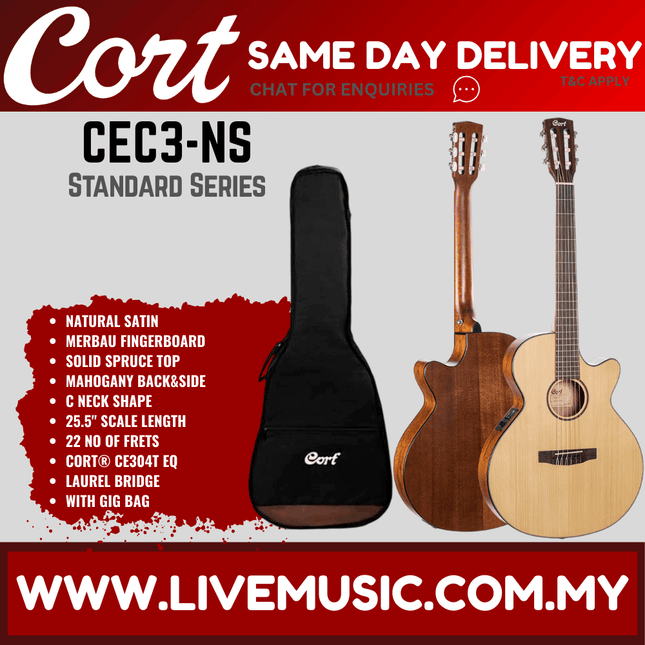 Cort CEC3 Classical Guitar with Bag - Natural (CEC 3/CEC-3)