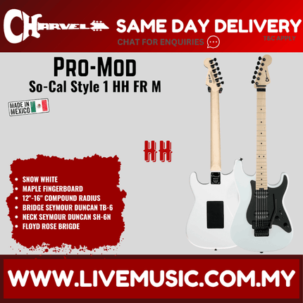 Charvel Pro Mod So Cal Style 1 HH Electric Guitar w/Floyd Rose, Snow White