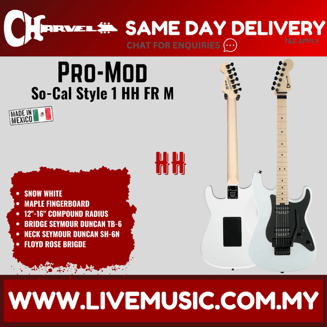Charvel Pro Mod So Cal Style 1 HH Electric Guitar w/Floyd Rose, Snow White