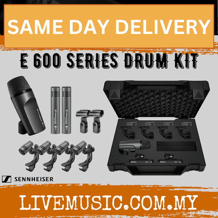 Sennheiser E600 Drum Microphone Pack with Kick Drum Mic, 4 Snare/Tom Mics, 2 Condenser Mics & Aluminum Case (E-600)