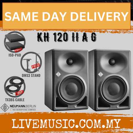 Neumann KH 120 II DSP 4" Powered Studio Speaker w/Monitor Stand And Isolation Pad (Grey) - Pair ( KH120II DSP )