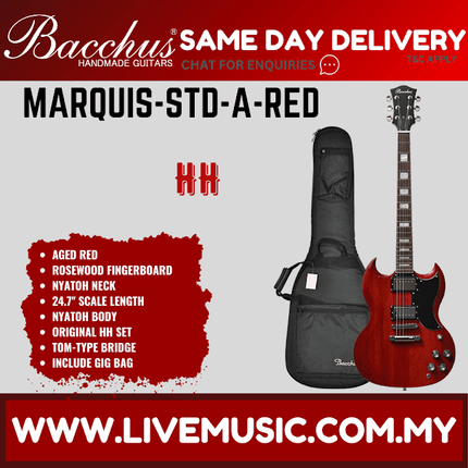 Bacchus MARQUIS-STD A Global Series Electric Guitar - AGED RED ( MARQUIS STD A / MARQUISSTDA )