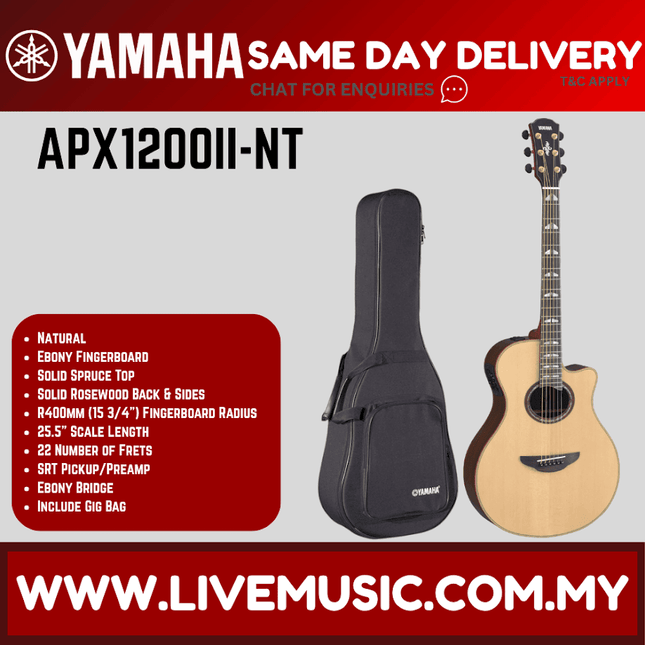 Yamaha APX1200II 41 Solid Spruce Top Acoustic-Electric Guitar - Natural ( APX-1200II / APX1200II-NT ) (Copy)