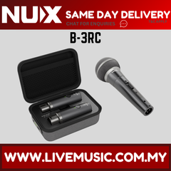 Wireless microphone system with handheld mic, two transmitters, and black carrying case