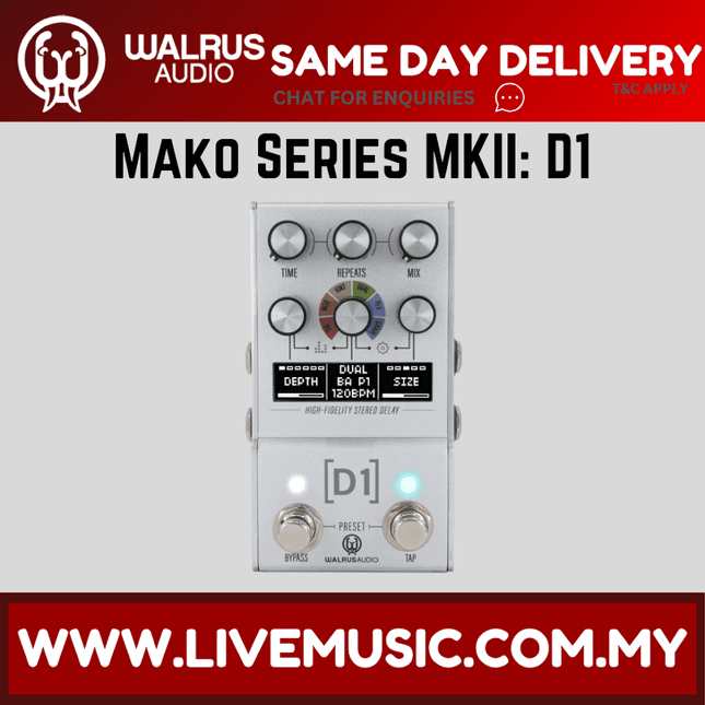 Walrus Audio MAKO Series MKII D1 High-Fidelity Delay Guitar Effects Pedal