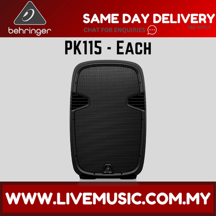 Behringer PK115 Passive 800-Watt 15" PA Speaker System - Each / Pair ( PK 115 / PK-115 )