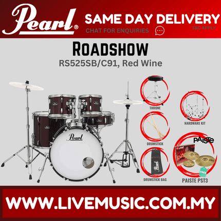 Pearl Roadshow RS525SB/C Drum Set with Paiste PST3 Cymbal set, Drum Throne