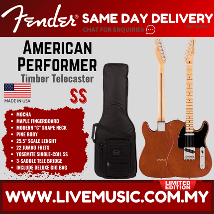 Fender American Performer Timber Telecaster Electric Guitar, Maple FB