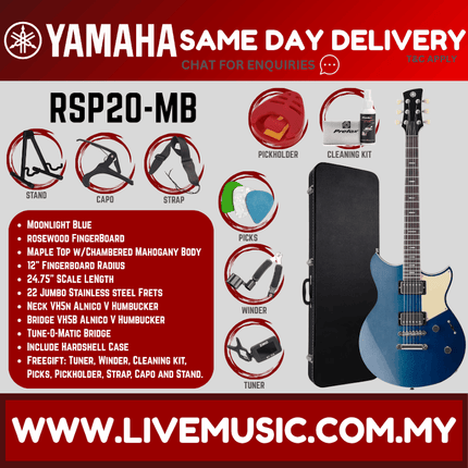 Yamaha Revstar Professional RSP20 Electric Guitar With Accessories - Moonlight Blue ( RSP-20 RSP 20 )