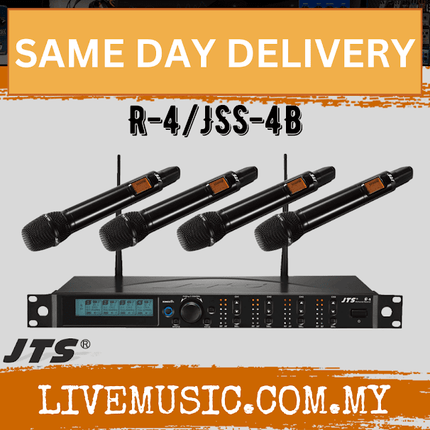 JTS R-4/JSS-4B UHF Quad Channel Diversity System c/w 4x Metal Black Color Handheld Transmitter (Cardioid Capsule)