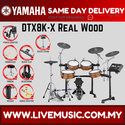 Yamaha DTX8K-X Electronic Drum Set With Amplifier And Drum Throne - Real Wood ( DTX8 / DTX8K / DTX8KX )