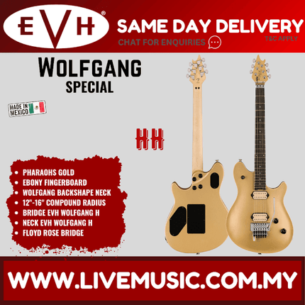 EVH Wolfgang Special Electric Guitar, Ebony FB, Pharaohs Gold