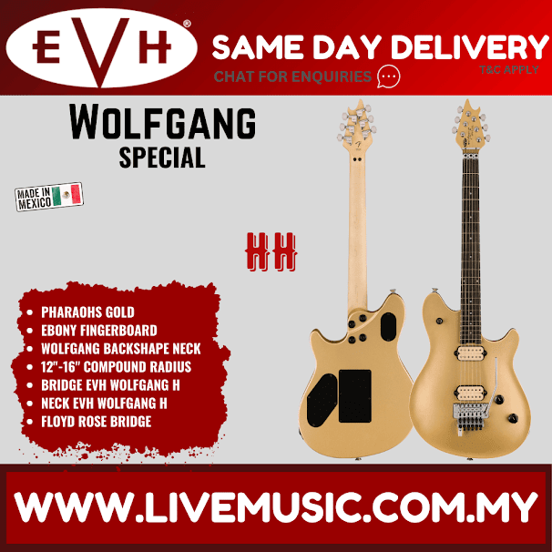EVH Wolfgang Special Electric Guitar, Ebony FB, Pharaohs Gold
