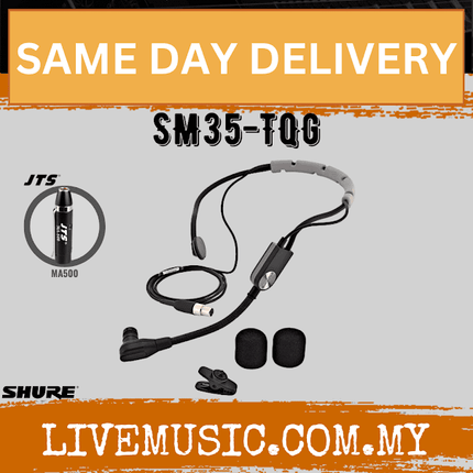Shure SM35-TQG Performance Headset Condenser Microphone JTS MA500 Phantom Power Adapter (SM35TQG / SM35 TQG)