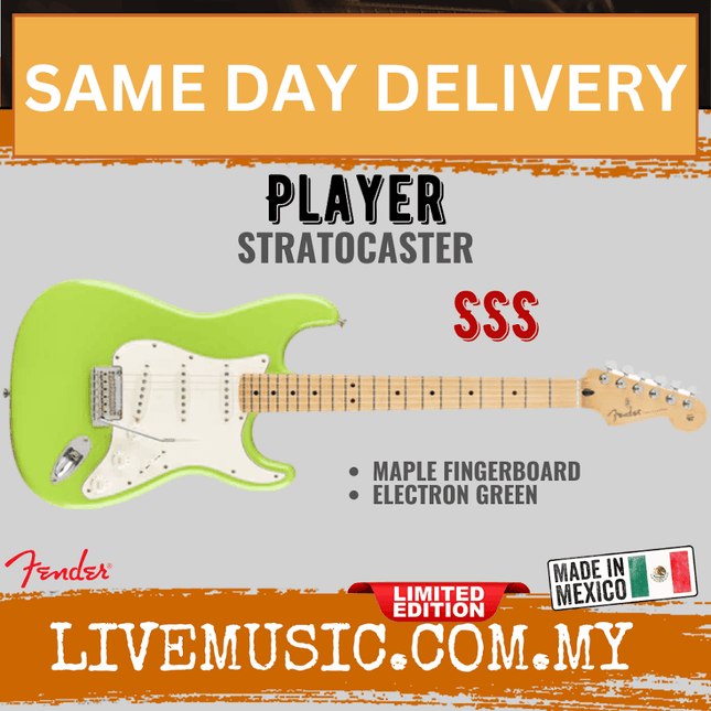 Fender Limited Edition Player Stratocaster Electric Guitar, Maple FB, Electron Green
