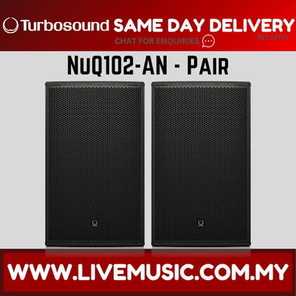 Turbosound NuQ102-AN 600 Watt 10" Powered Loudspeaker w/Wireless Mic, Speaker Stand And Cable - Each / Pair (NuQ102 AN NuQ102AN)