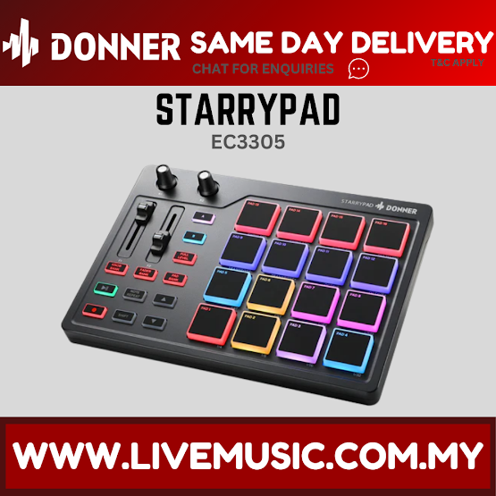 Donner STARRYPAD MIDI Drum Machine Beat Maker with 16 Pads
