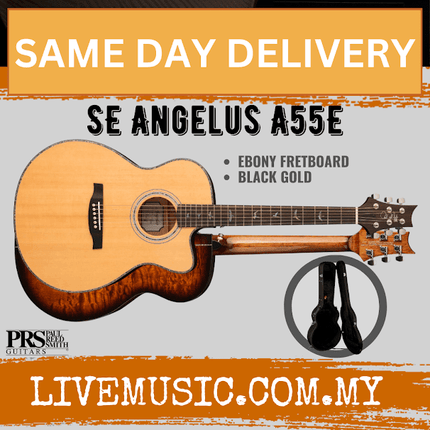 PRS SE Angelus A55E Acoustic Guitar with Case - Black Gold