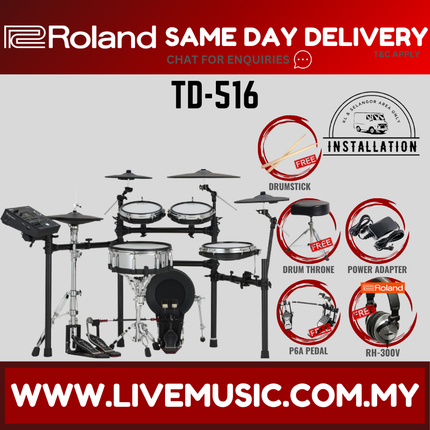 Roland TD-516 Electronic Digital Drum Set w/Double Pedal And Accessories ( TD516 TD 516 ) Replace TD-27KV2 TD27KV2