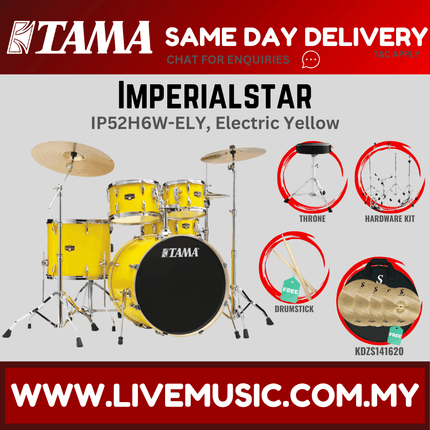 Tama Imperial Star Drum Set with Drum Throne, Imperialstar With KDZS141620 Silent Cymbal Set ( IP52H6W )