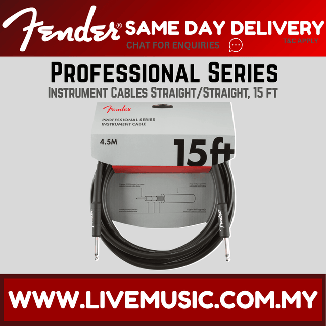Fender Professional Series Instrument Cable, 15ft - Black