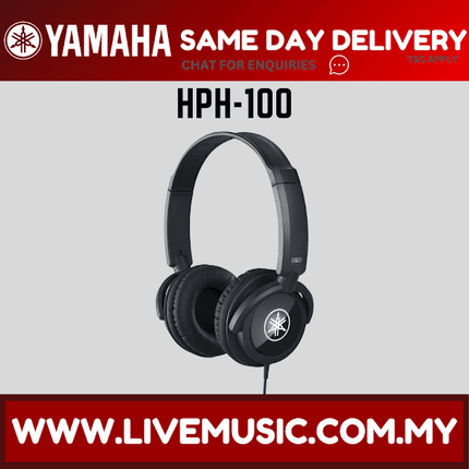 Yamaha closed-back dynamic headphones, black over-ear with padded headband and earcups