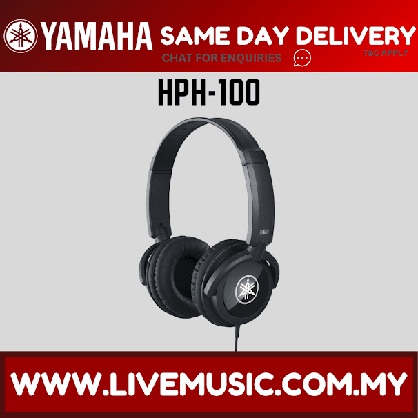 Yamaha closed-back dynamic headphones, black over-ear with padded headband and earcups