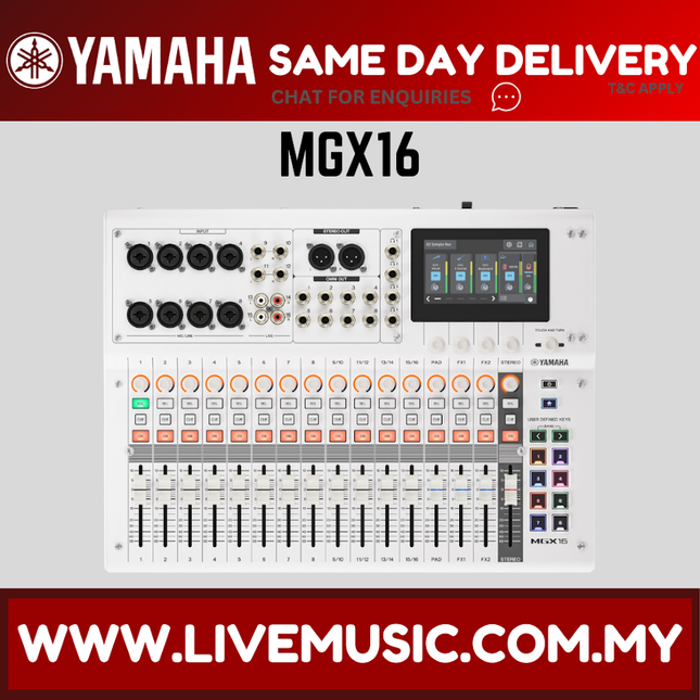 Yamaha MGX16 22-Channel Digital Mixing Console with Audio Interface - White ( MGX-16 MGX 16 )