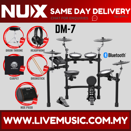NUX DM-7 5-Piece Digital Electronic Drum Set with Mesh Head ( DM7 / DM 7 )