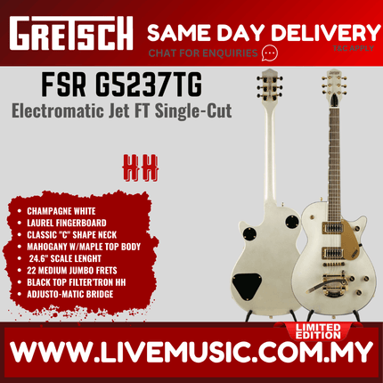 Gretsch FSR G5237TG Electromatic Jet FT Single-Cut Guitar - Champagne White