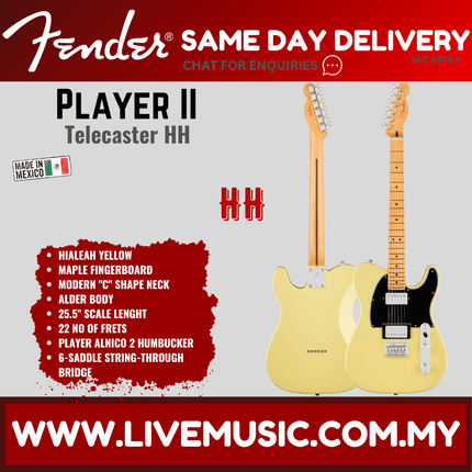 Fender Player II Telecaster HH Electric Guitar, Maple FB - Hialeah Yellow