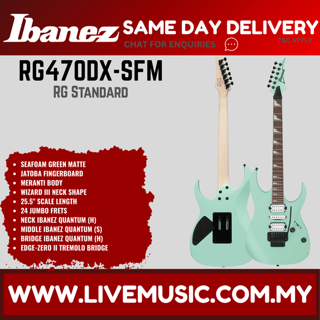 Ibanez RG470DX RG Standard Series Electric Guitar - Sea Foam Green Matte / Tokyo Midnight ( RG470DXTMN RG470DXSFM )
