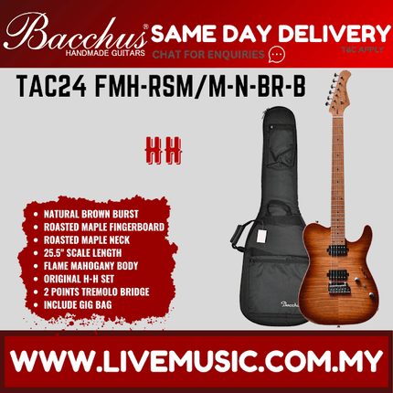 Bacchus TAC24 FMH-RSM/M Universe Series Electric Guitar - Natural Brown Burst ( TAC24FMH RSM/M / TAC24FMHRSMM )
