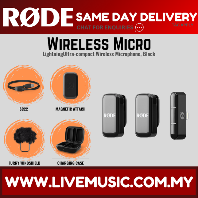 Rode Wireless Micro Ultra 2tx+1rx Compact Wireless Mic for Lightning - Black