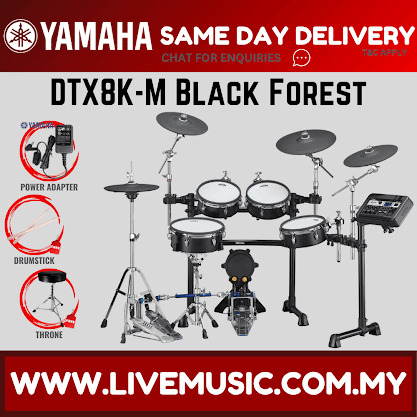 Yamaha DTX8K-M Electronic Drum Set With Laney AH40 And Drum Throne - Black Forest ( DTX8 / DTX8K / DTX8KM )