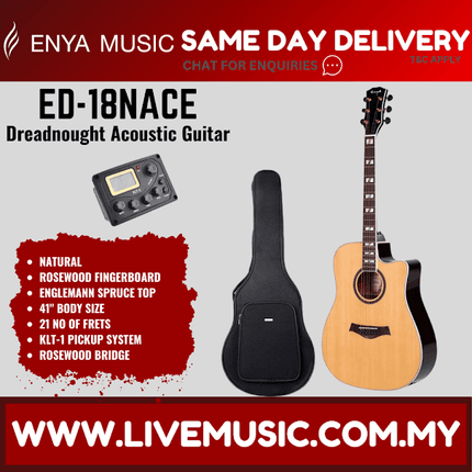 Enya ED-18NACe 41" Acoustic Guitar Aaa Englemann Spruce Top & Klt T1 EQ With Bag (ED18/ED18NACE)