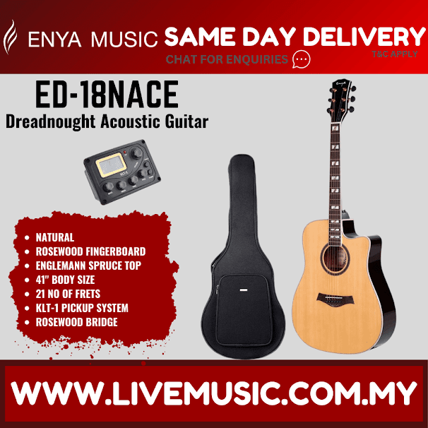 Enya ED-18NACe 41" Acoustic Guitar Aaa Englemann Spruce Top & Klt T1 EQ With Bag (ED18/ED18NACE)