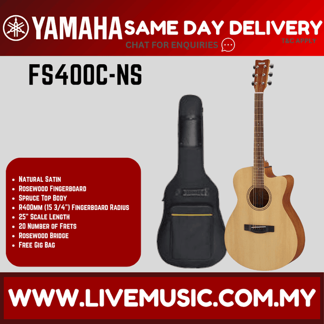Yamaha FS400C Cutaway Acoustic Guitar - Natural Satin ( FS-400C / FS 400C)