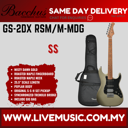 Bacchus GS-2DX RSM/M Universe Series Roasted Maple Electric Guitar - Misty Dawn Gold ( GS2DXRSMM / GS2DX )