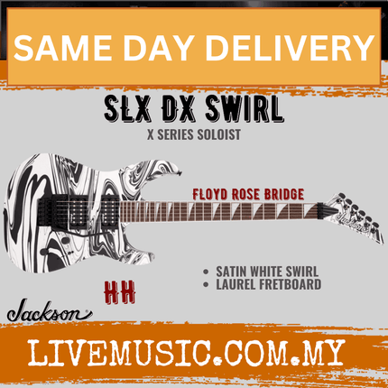 Jackson X Series Soloist SLX DX Swirl Electric Guitar, Laurel FB, Satin White Swirl