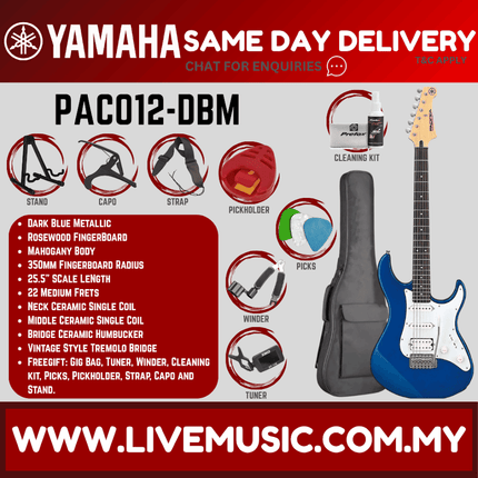 Yamaha PAC012 Pacifica Electric Guitar w/Accessories - Bark Blue Metallic ( PAC 012 / PAC-012 )