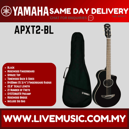Yamaha APXT2 3/4 Size Spruce Top Acoustic-Electric Guitar - Black ( APX-T2 / APX T2 )