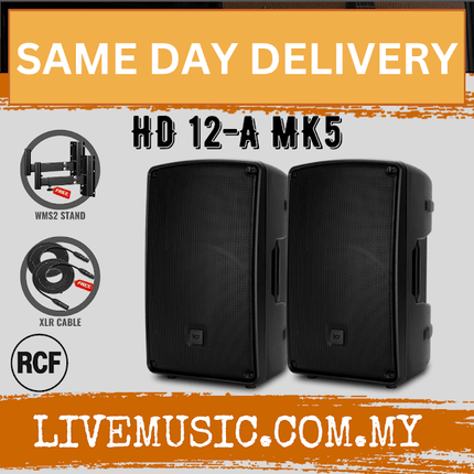 RCF HD 12-A MK5 Active 1400W 2-way 12" Powered Speaker With Speaker Stand And Cable - Each / Pair ( HD12A / HD 12A / MK5 )