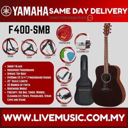 Yamaha F400 Acoustic Guitar - Smoky Black (F-400 F 400)