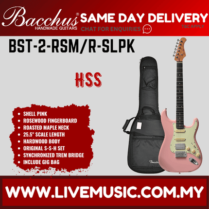 Bacchus BST-2-RSM/R Electric Guitar, Rosewood Fretboard - Shell Pink (BST2RSM/BST-2-RSM/BST2)