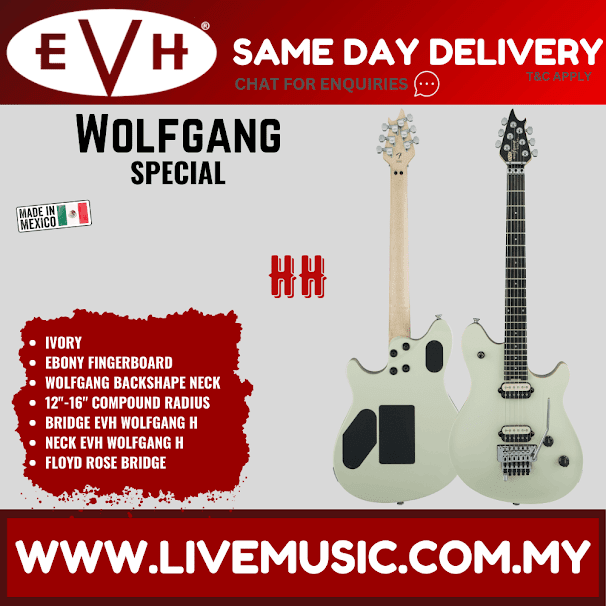 EVH Wolfgang Special Electric Guitar, Ebony FB, Ivory